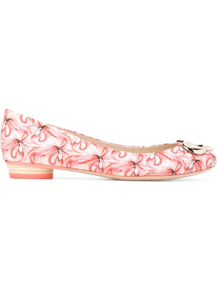 Sophia Webster Heart Application Printed Ballerinas