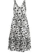 Self-portrait Floral Embroidered Flared Dress - Black