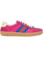 Gucci Nylon And Suede Web Sneaker - Pink & Purple