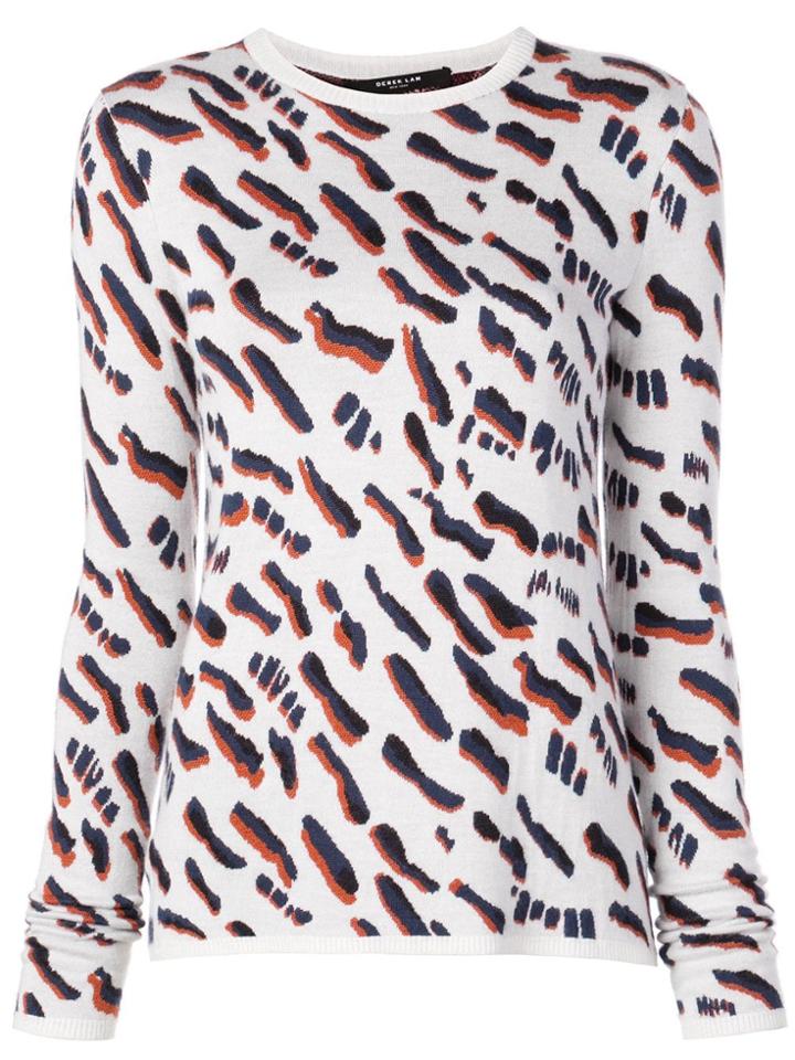 Derek Lam Abstract Animal Jacquard Fitted Sweater - White