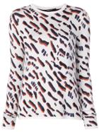 Derek Lam Abstract Animal Jacquard Fitted Sweater - White