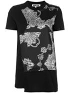 Mcq Alexander Mcqueen Printed Wrap Detail T-shirt, Women's, Size: Xl, Black, Cotton/polyester