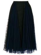 Burberry Lace Panel Pleated Skirt - Blue