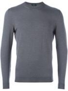 Zanone Crew Neck Pullover, Men's, Size: 54, Grey, Polyamide/virgin Wool