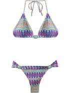 Brigitte Embellished Abstract Print Triangle Bikini Set