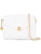 Chanel Vintage Boxy Turnlock Shoulder Bag - White