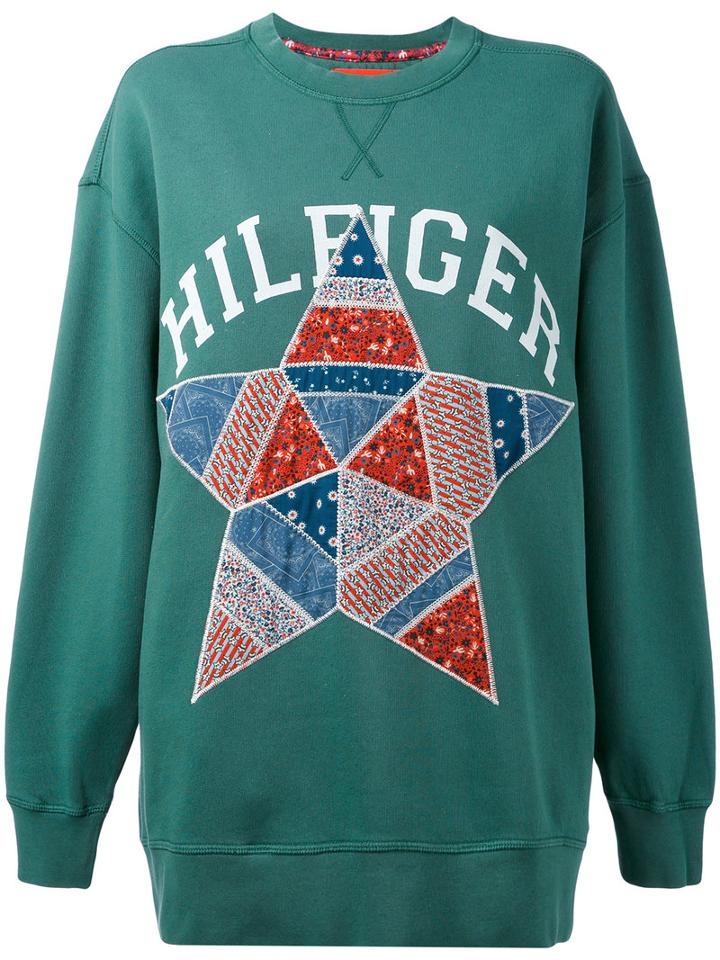 Hilfiger Collection - Printed Sweatshirt - Women - Cotton/polyester - Xs, Green, Cotton/polyester