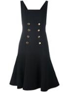 Dolce & Gabbana Metallic Buttons Dress, Women's, Size: 46, Black, Silk/spandex/elastane/virgin Wool