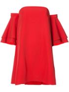 Milly - Flared Ruffled Sleeve Dress - Women - Polyester/spandex/elastane - 10, Red, Polyester/spandex/elastane