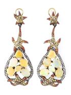 Gemco Diamond, Sapphire And Opal Earrings
