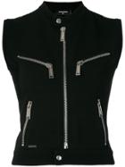 Dsquared2 Zip Front Knitted Top - Black