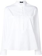 Jil Sander Navy Half Button Shirt - White