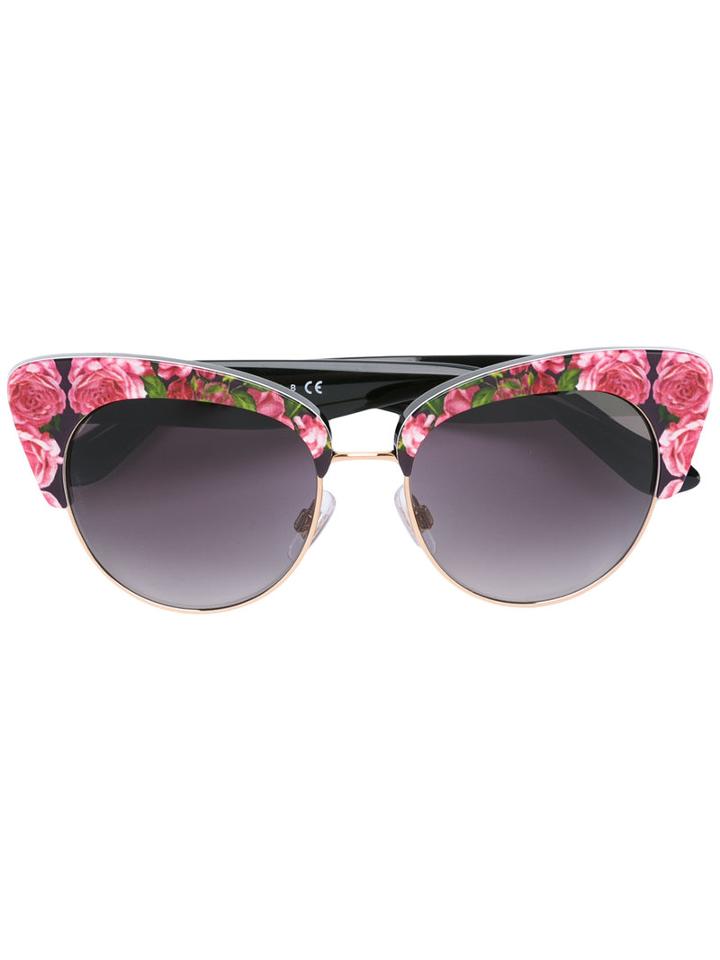 Rose Print Cat-eye Sunglasses - Women - Acetate/metal (other) - One Size, Black, Acetate/metal (other), Dolce & Gabbana