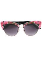 Rose Print Cat-eye Sunglasses - Women - Acetate/metal (other) - One Size, Black, Acetate/metal (other), Dolce & Gabbana