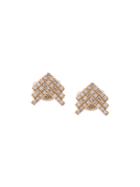 Ef Collection 14kt Gold Diamond Shield Stud Earrings - Metallic