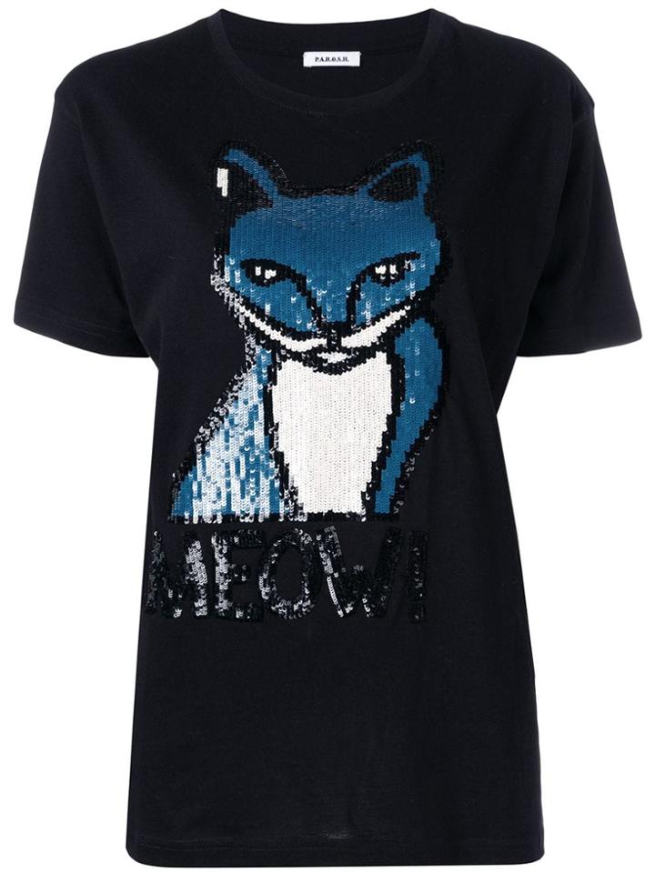 P.a.r.o.s.h. Sequin Fox T-shirt - Black
