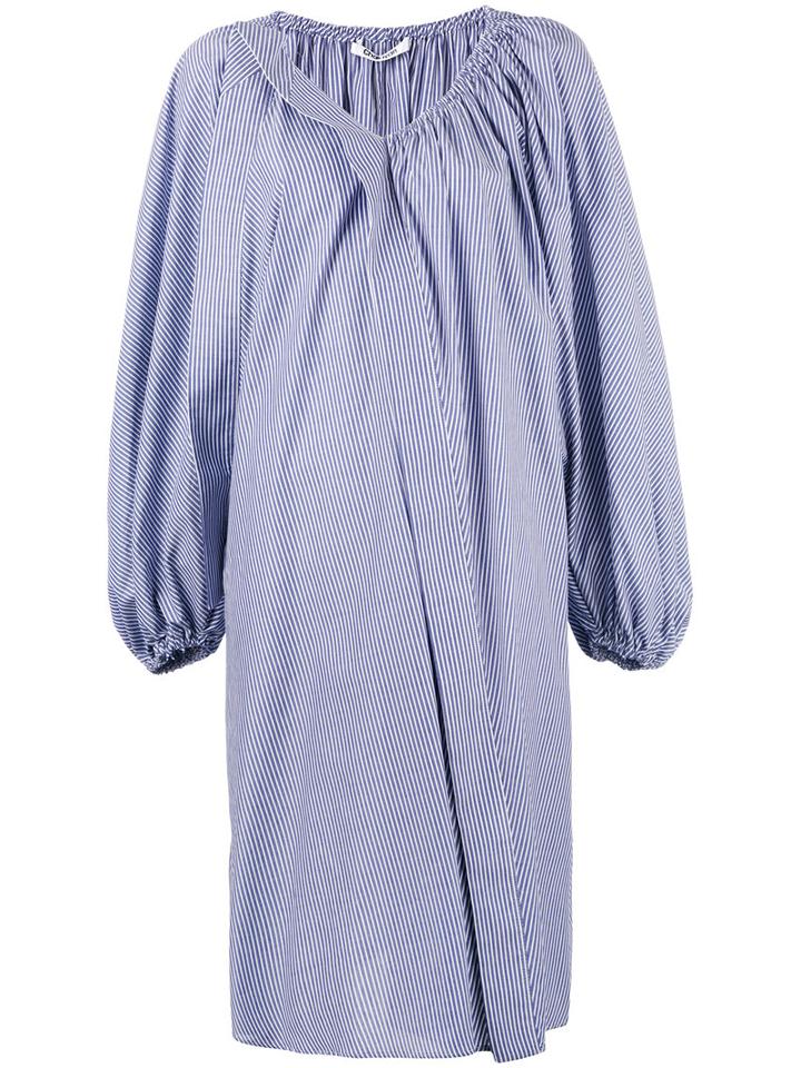 Chalayan Striped Balloon Dress, Women's, White, Cotton/polyester
