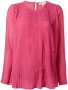 Michael Michael Kors Pleated Blouse, Women's, Size: Medium, Pink/purple, Polyester