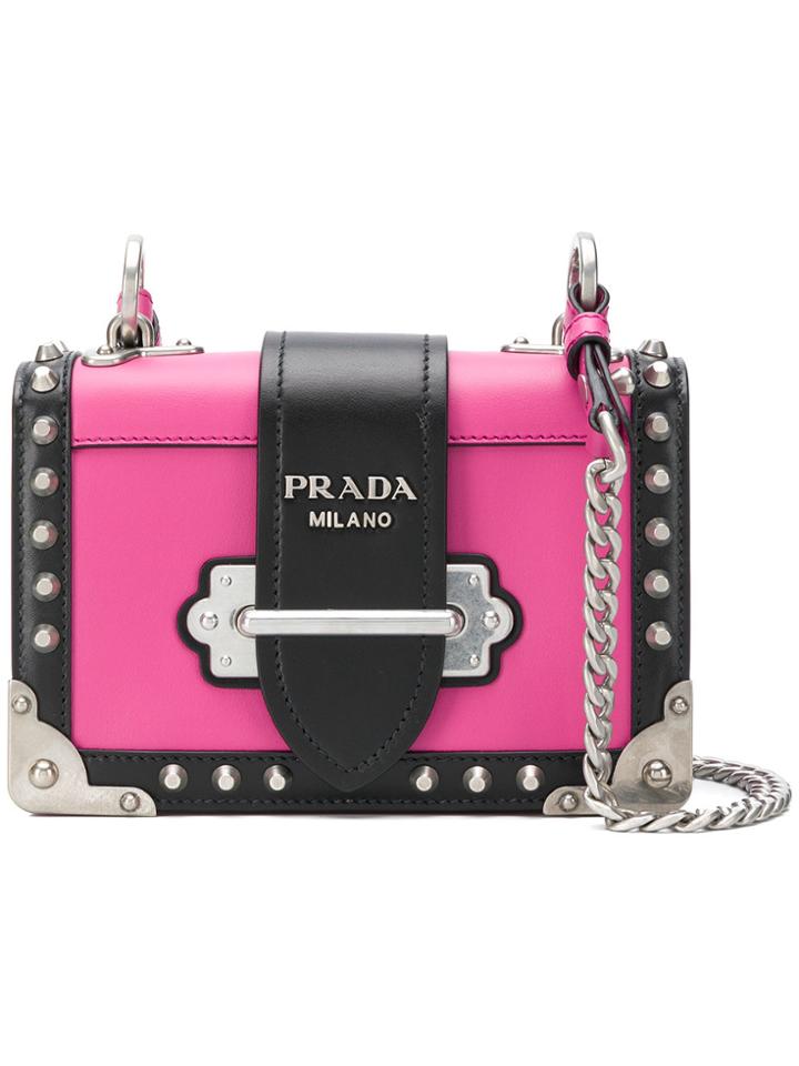 Prada Small Cahier Studs City Crossbody Bag - Pink & Purple