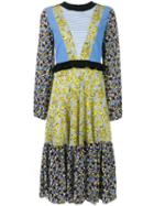 Msgm Floral Print Dress, Women's, Size: 40, Blue, Silk/polyester