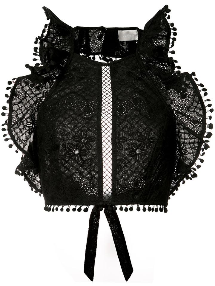 Zimmermann Sleeveless Ruffle Bodice, Women's, Size: 2, Black, Cotton