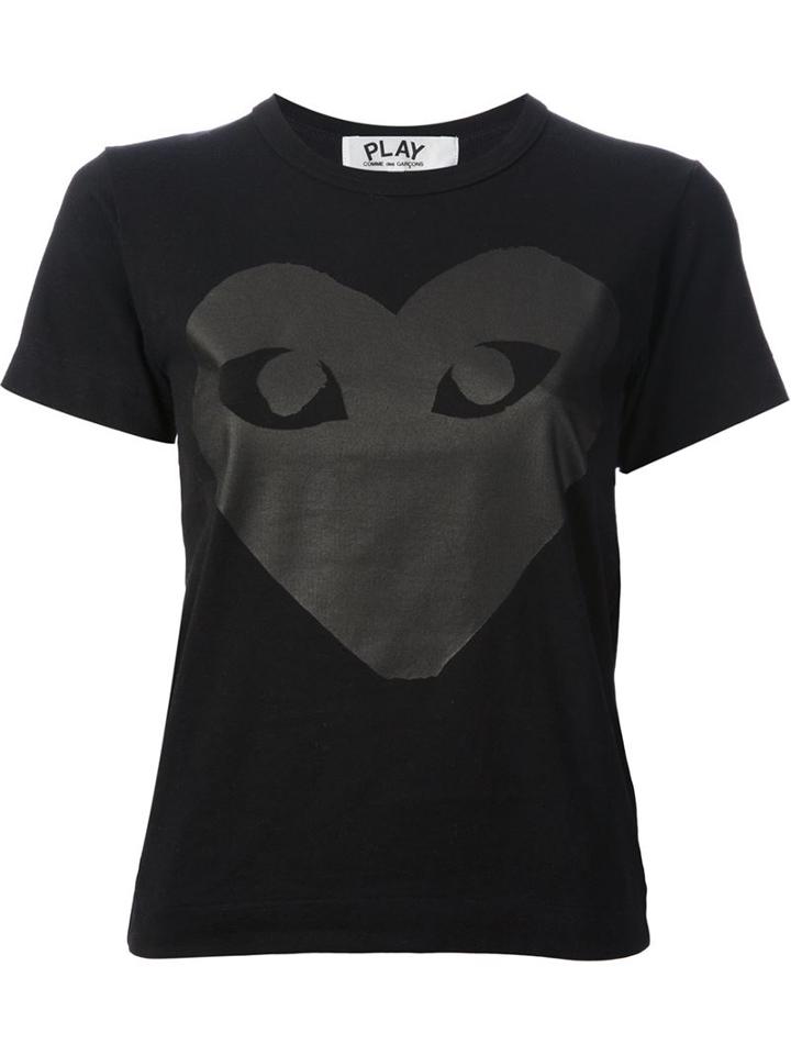 Comme Des Garçons Play Heart Print T-shirt, Women's, Size: Small, Black, Cotton