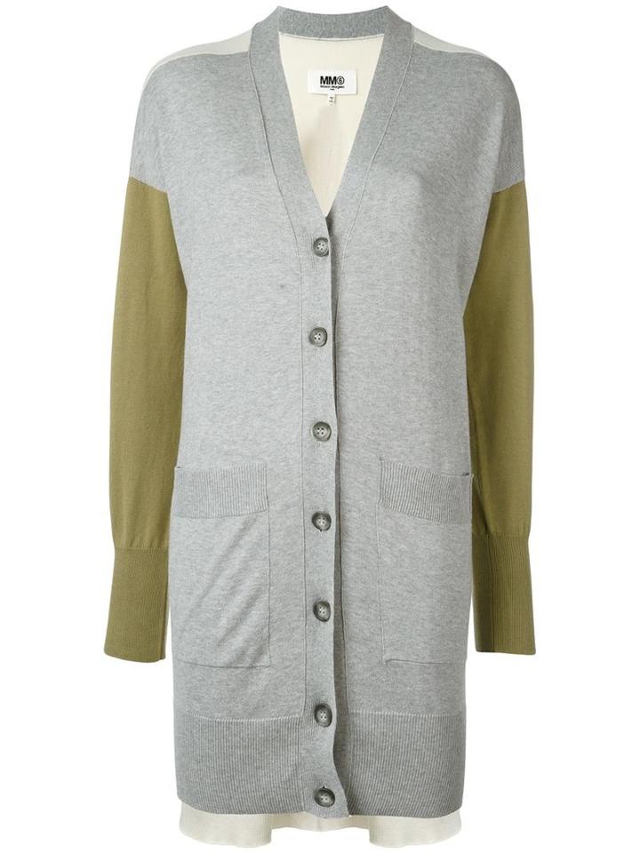 Mm6 Maison Margiela Colour Block Cardigan, Women's, Size: Small, Grey, Cotton