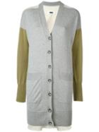 Mm6 Maison Margiela Colour Block Cardigan, Women's, Size: Small, Grey, Cotton