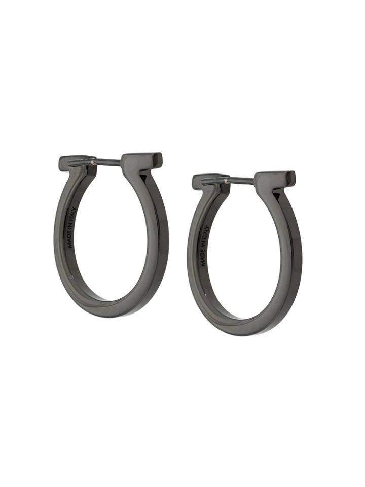 Salvatore Ferragamo Small Gancio Hoop Earrings - Black
