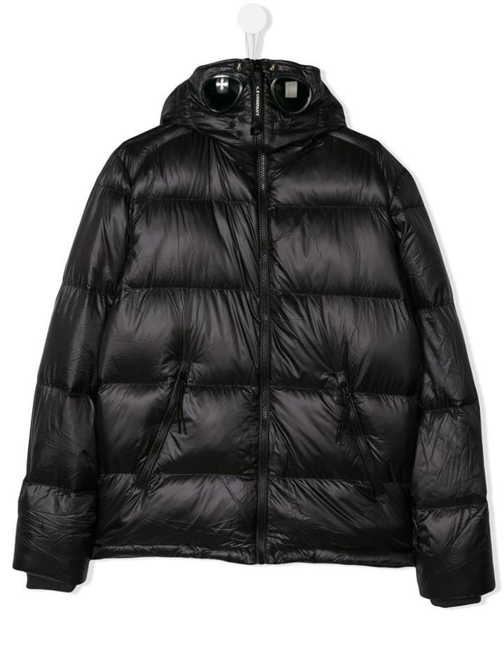 Cp Company Kids Teen Padded Mask Hood Coat - Black