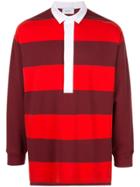 Ports V Striped Oversized Polo Shirt - Red