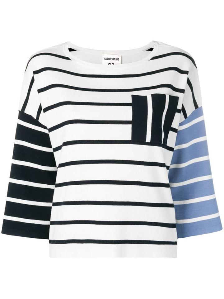 Semicouture Striped Fine Knit Sweater - Blue