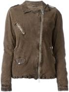 Giorgio Brato Distressed Zipped Jacket, Women's, Size: 40, Brown, Cotton/leather