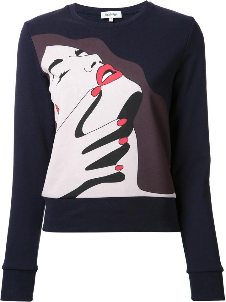 Yazbukey Pop Art Print Sweatshirt, Women's, Size: Small, Blue, Cotton