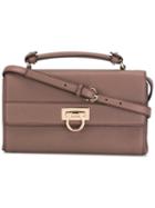 Salvatore Ferragamo Small Gancio Lock Shoulder Bag, Women's, Brown, Calf Leather