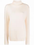 Aspesi Roll Neck Ribbed Detail Jumper - Neutrals