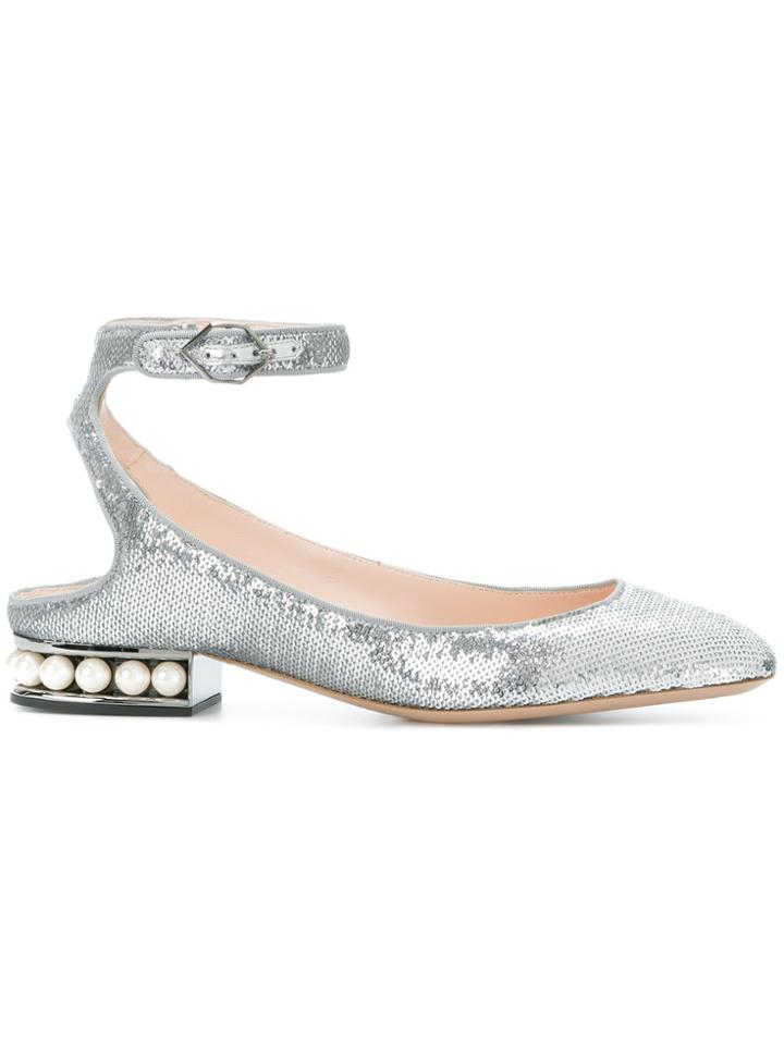 Nicholas Kirkwood Casati Pearl Sequinned Flats - Grey
