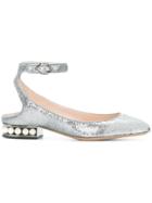 Nicholas Kirkwood Casati Pearl Sequinned Flats - Grey