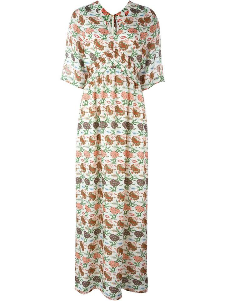 Tory Burch 'antiquity' V Neck Wide Sleeve Maxi Dress, Women's, Size: 4, Silk/polyester