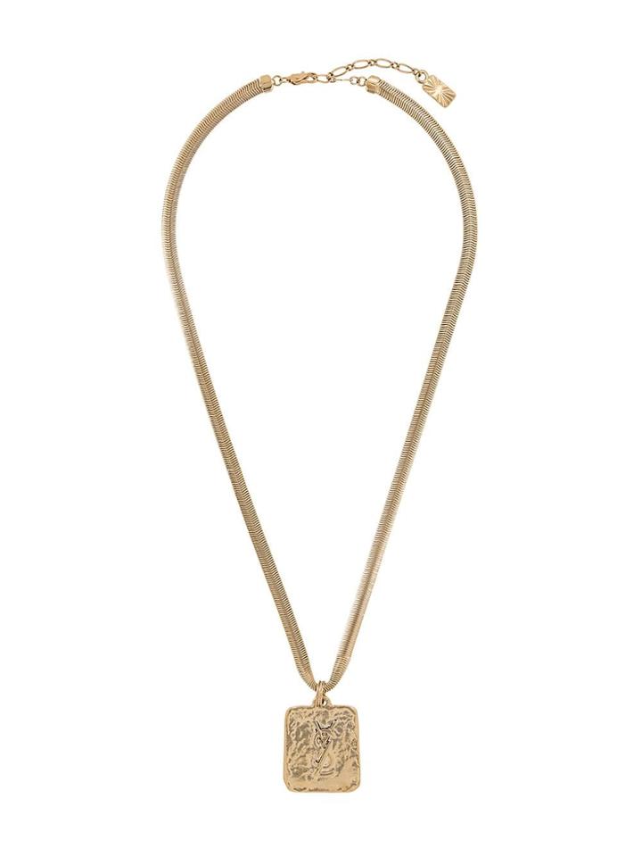 Yves Saint Laurent Pre-owned Logo Tag Necklace - Gold