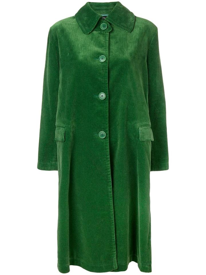 Aspesi Single-breasted Corduroy Coat - Green