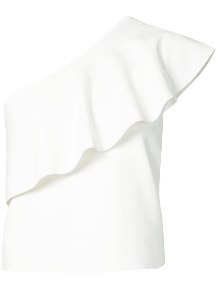 Milly - One-shoulder Ruffle Blouse - Women - Polyester/spandex/elastane/viscose - M, White, Polyester/spandex/elastane/viscose