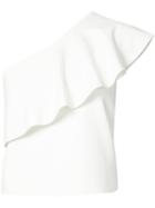 Milly - One-shoulder Ruffle Blouse - Women - Polyester/spandex/elastane/viscose - M, White, Polyester/spandex/elastane/viscose