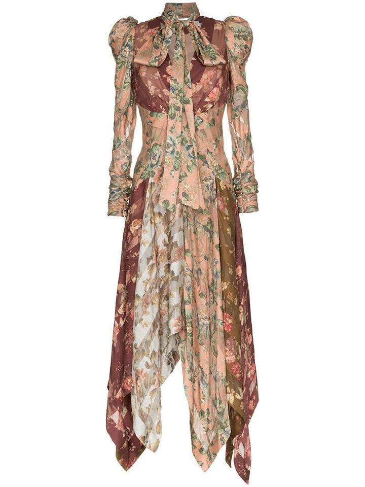 Zimmermann Unbridled Chevron Silk Dress - Pink