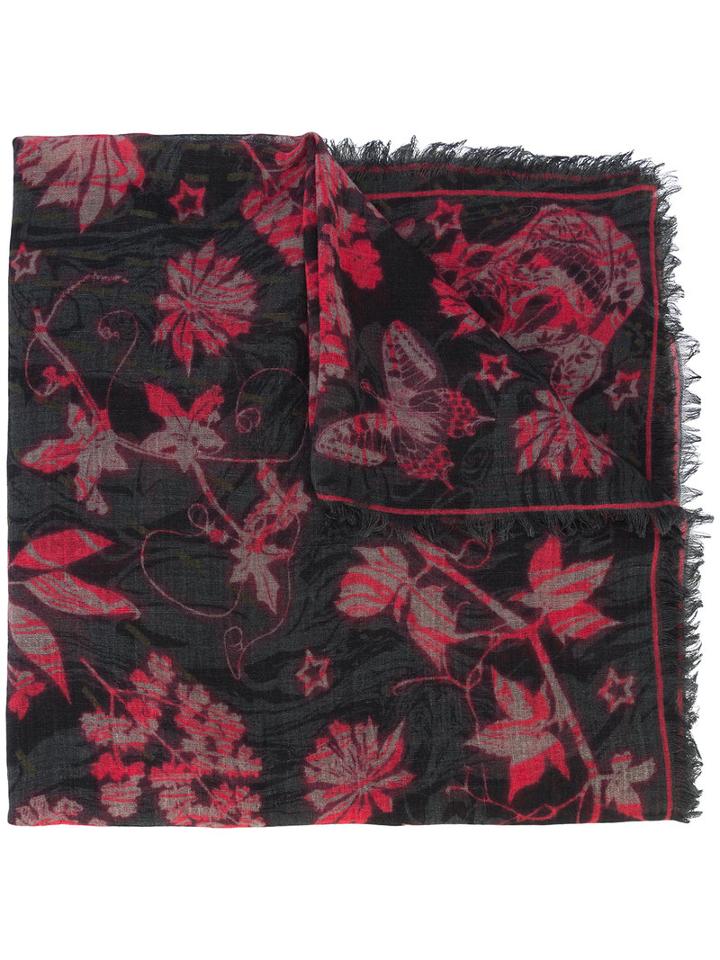Alexander Mcqueen - Printed Scarf - Women - Cashmere/wool - One Size, Black, Cashmere/wool