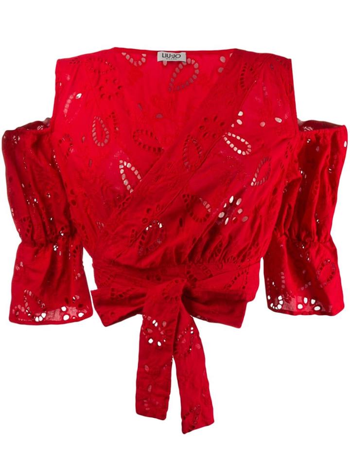 Liu Jo Cold-shoulder Wrap Blouse - Red