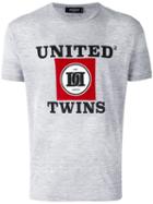 'united Twins' T-shirt - Men - Cotton/viscose - Xl, Grey, Cotton/viscose, Dsquared2