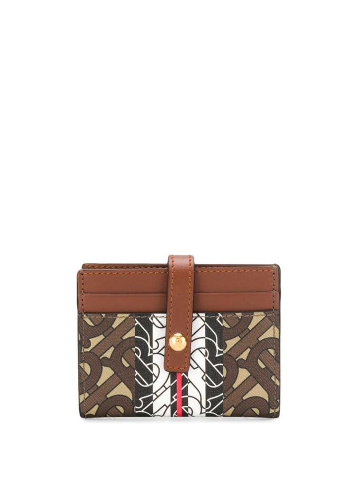 Burberry Monogram Stripe E-canvas Cardholder - Brown