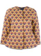 Odeeh Jacquard Cropped Jacket, Women's, Size: 42, Yellow/orange, Cotton/polyamide/polyester Taffeta