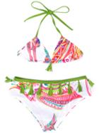 Roberto Cavalli Kids - Tassel Detail Bikini Set - Kids - Spandex/elastane/polyester - 4 Yrs, Green